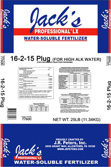 Jacks Prof 16-2-15 Plug 25 lb bag - 80 per pallet - Grower